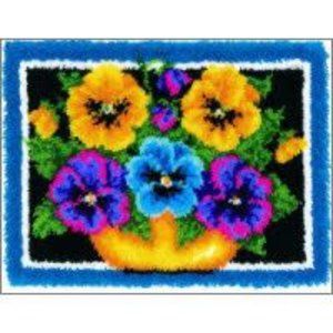 Caron Wonder Art Rug Latch Hook Kit Pot Of Pansies # 4294